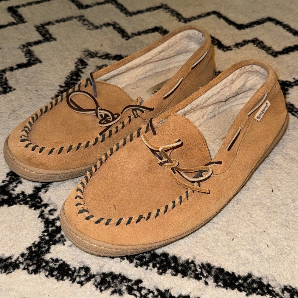 Tan Suede Moccasin Slippers